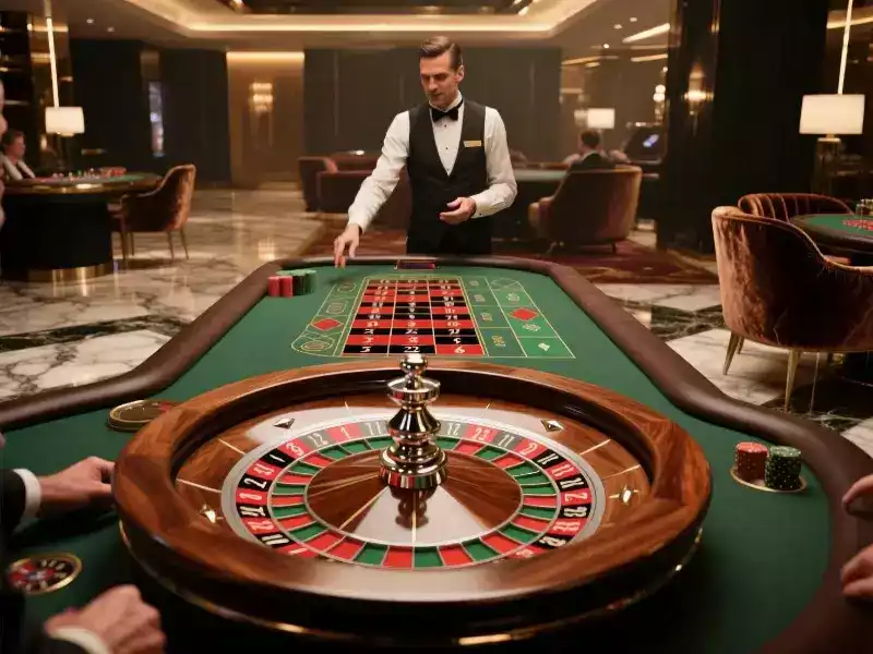 Live roulette tafel met croupier