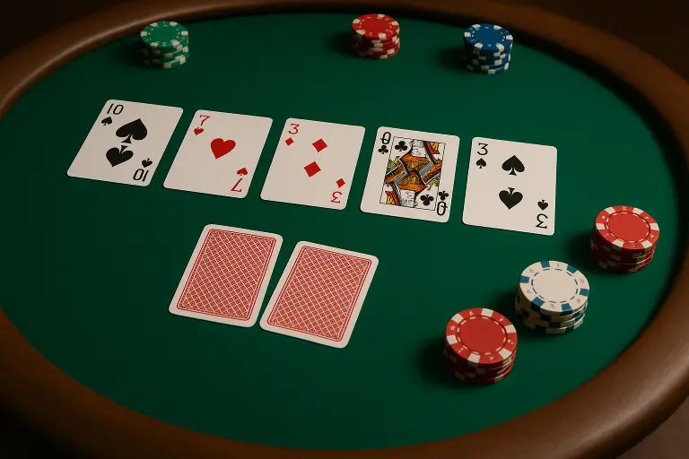 Poker tafel met kaarten